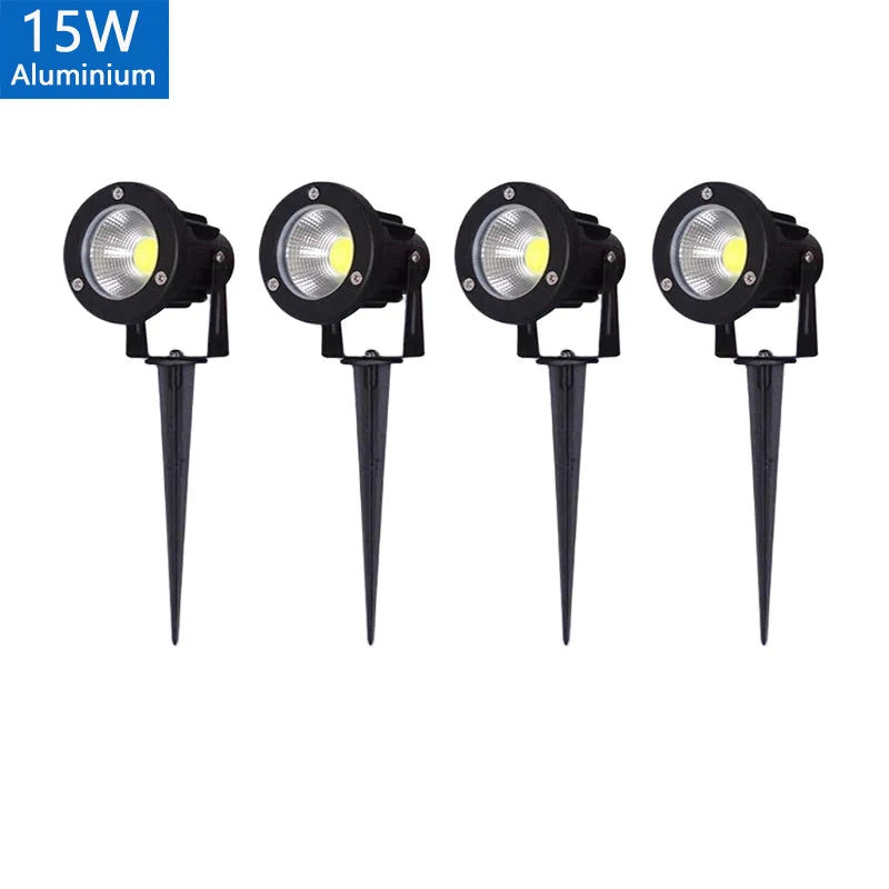 LED Garden Lawn Lamp 5W 10W 15W Outdoor Waterprof IP65 220V110V12V24V Landscape Spike Bulb Garden Path COB Lawn Spotlights