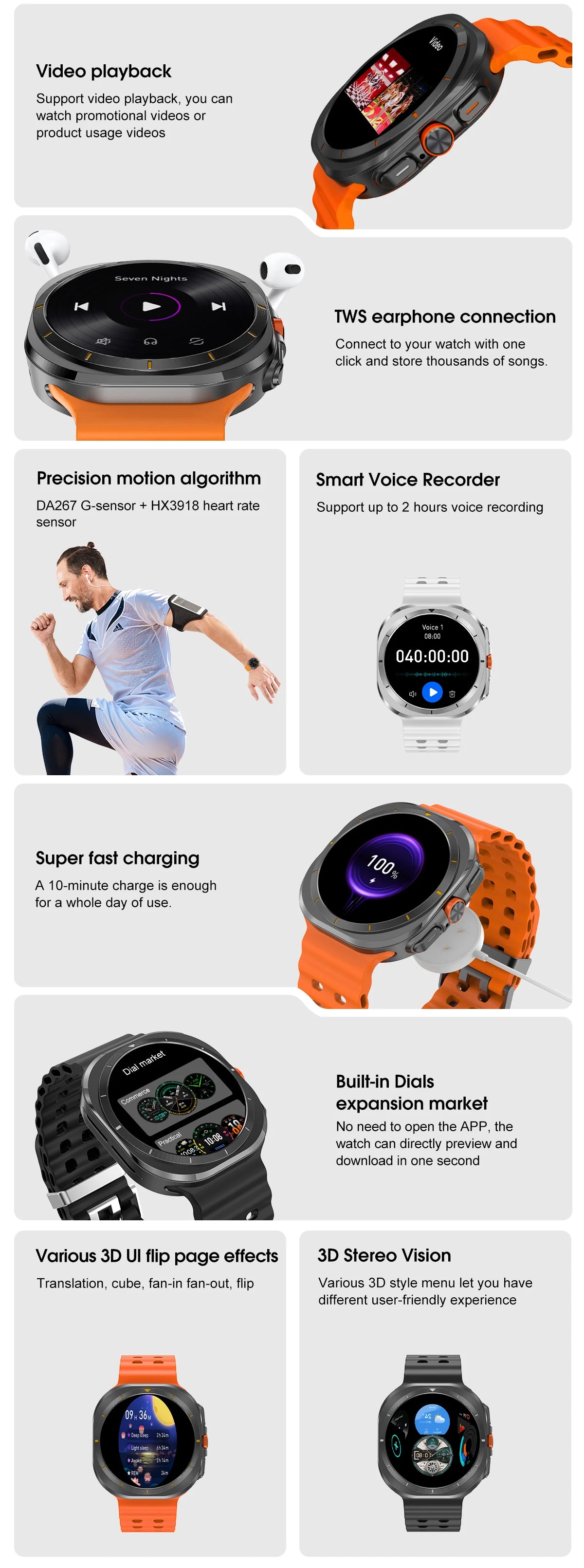 Smart Watch 7Ultra for Men ChatGPT Compass NFC 360*360 AMOLED Screen Heart Rate Monitor Bluetooth Call IP68 Waterproof Smartwat