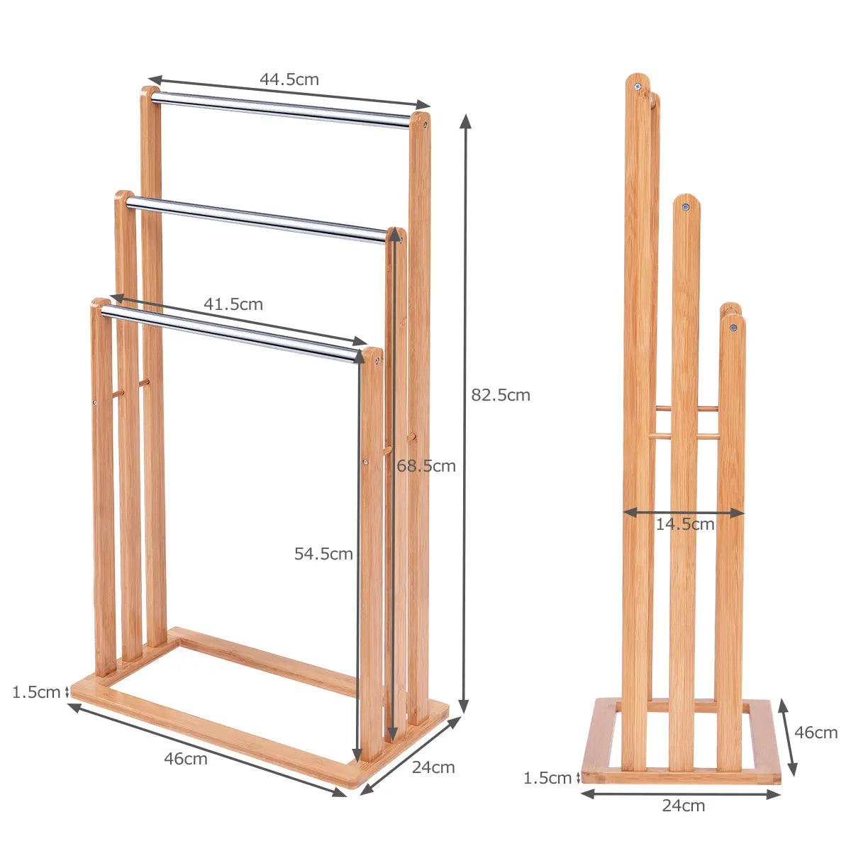 Towel Holder standing 3 stainless steel pole towel stand bamboo stand towel holder bathroom organizer