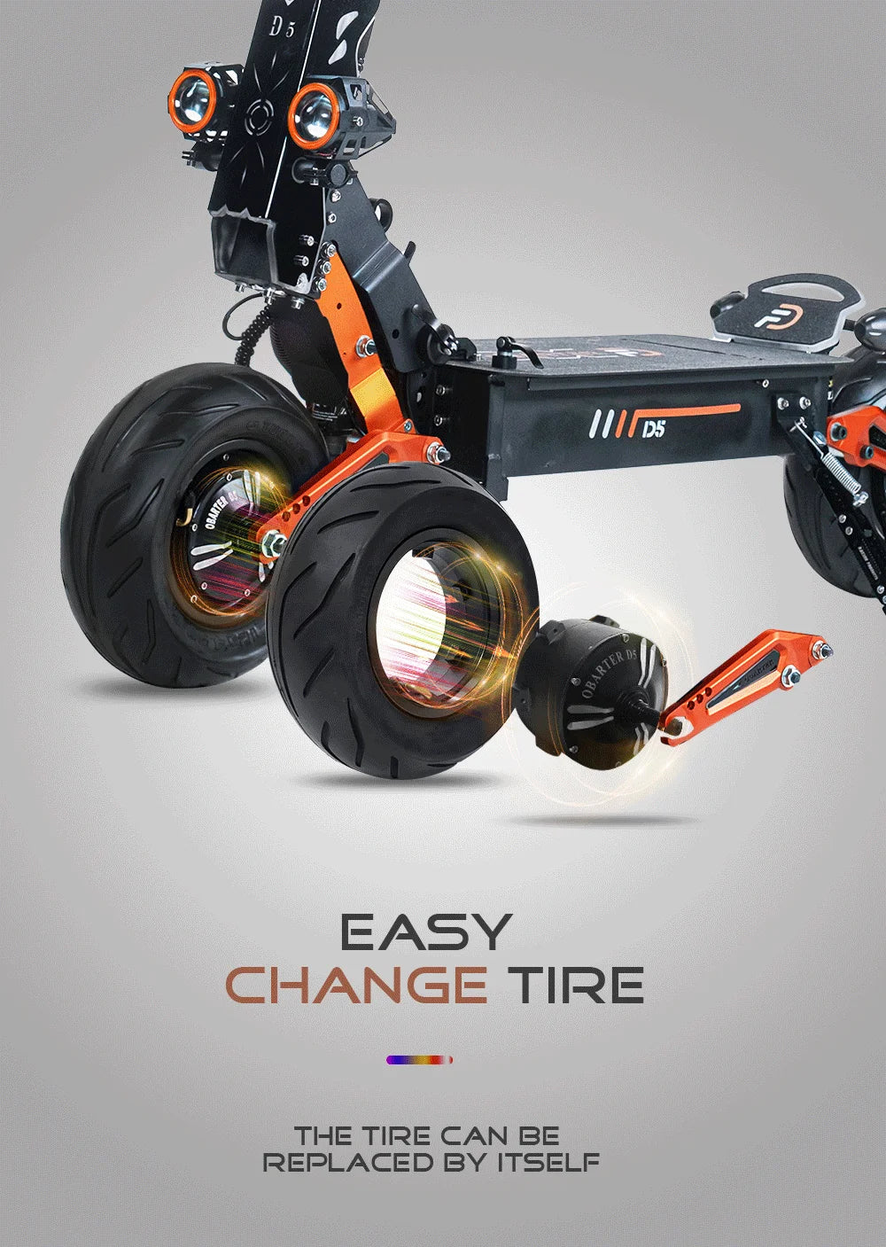 D5 scooter with Removable Battery Fast Speed 70kmh Obarter Electric Scooter Long Range 12 inch Tire 48V 5000W Scooter