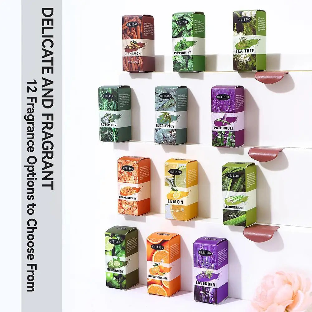 12 Flavors Essential Oils For Aroma Diffuser AirHumidifier Home Water-soluble Lavender Eucalyptus Lemon Bergamot 5ml
