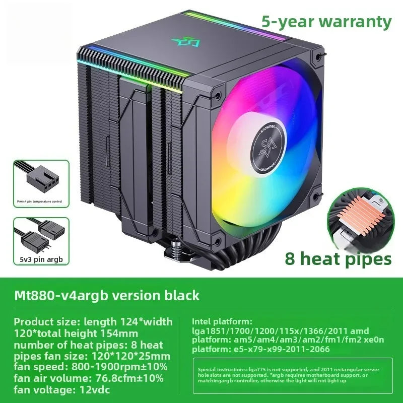 Universal CPU Air Cooler, 8 Heat Pipes Dual Tower Heatsink with Digital Display, Compatible with LGA1700/1851/AM5 Sockets