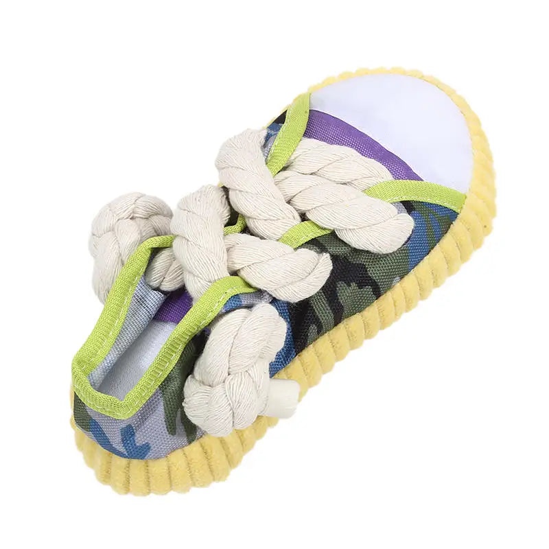 Dog Toys Shoes Pet Cotton Rope Slippers Sound Making Toys Teeth Cleaning Built-in BB Airbag Round Ball Bell Various