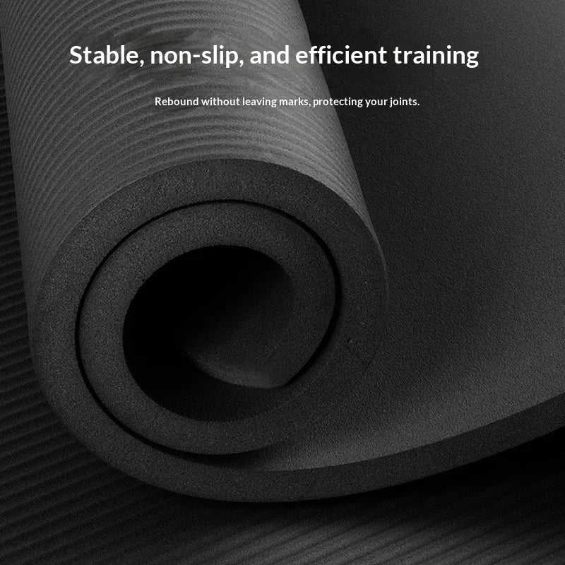 10MM Non Slip Extra Thick Yoga Mat High Density Fitness Exercise Mat Home Workout Pilates Beginner Men Women Eco Friendly Black