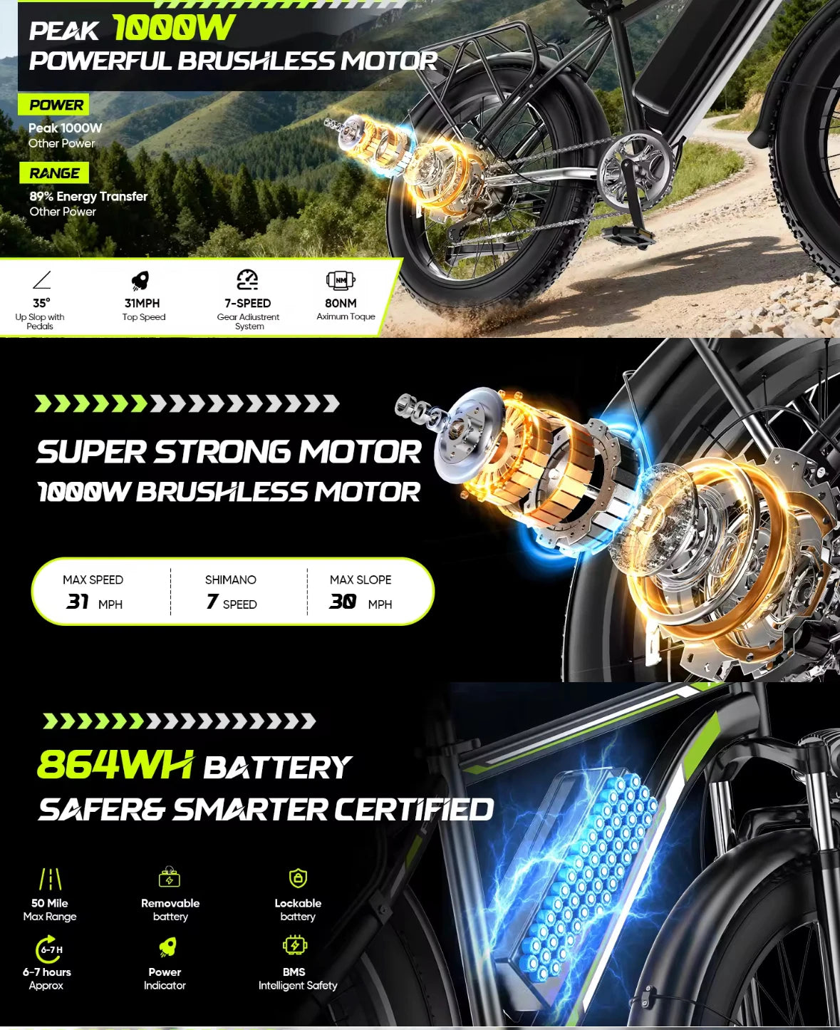 1000W motor 48V18AH battery adult urban mobility E-Bike new F26 snow beach electric bicycle 26-inch wide tire electric bicycle