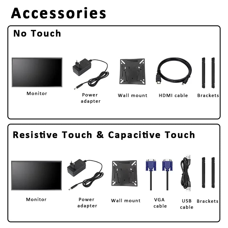 18.5 Inch 1920*1080 Industrial Touch Monitor HDMI VGA USB LCD Display VESA Wall Mount Open Frame Embedded Monitor For Equipment