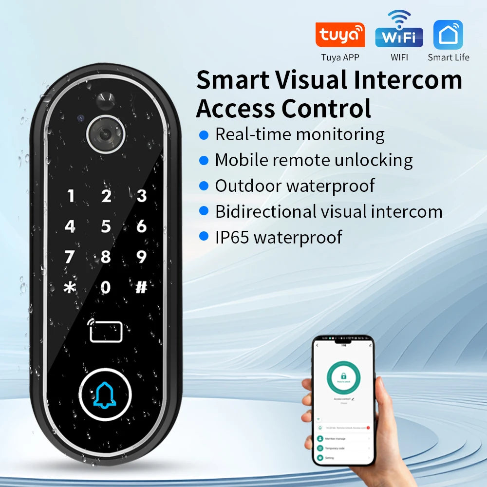1080P Tuya Smart Doorbell Wifi Video Intercom with Motion Detection Unlock by Remote Control RFID Card NFC APP Access Control