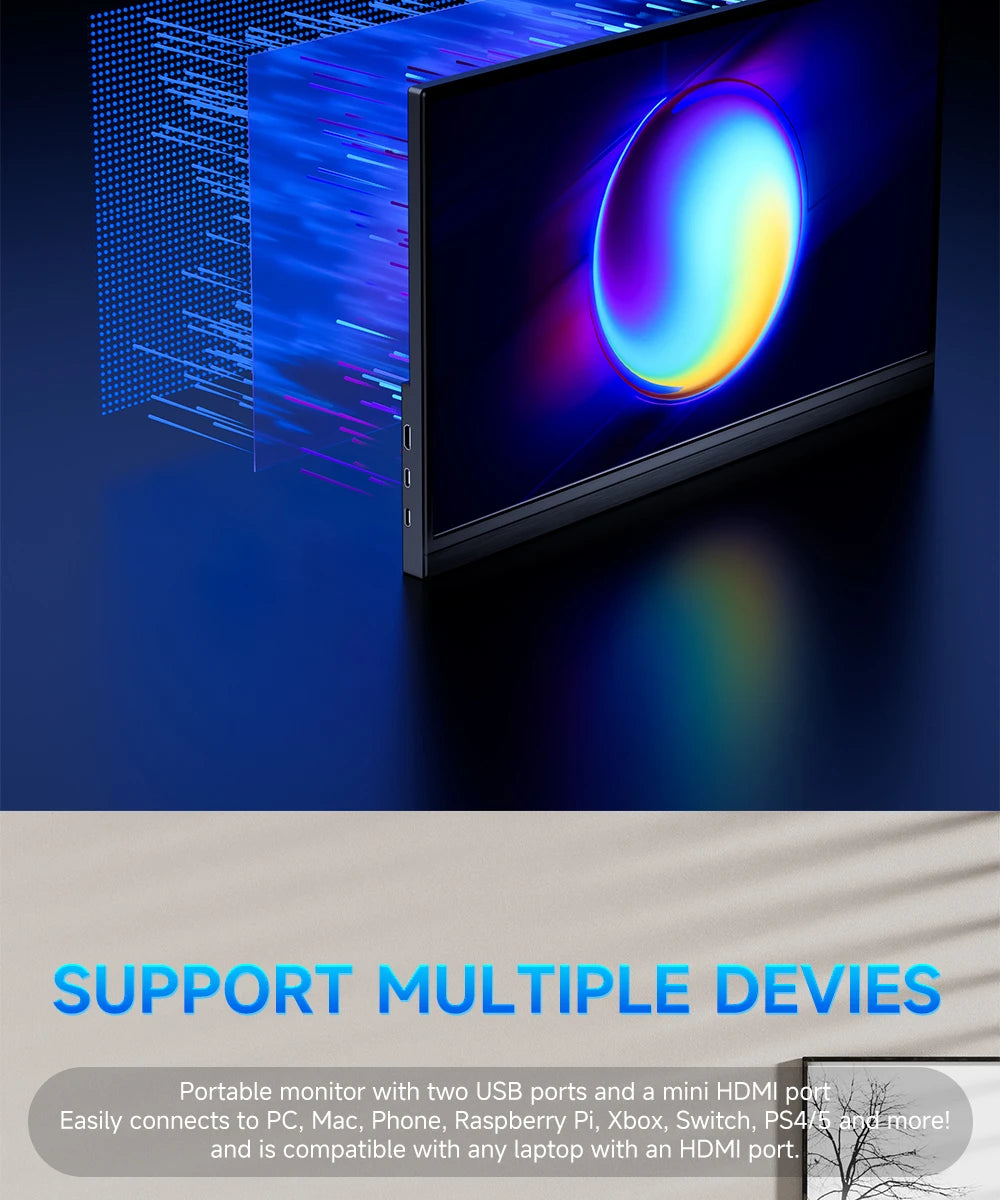 MUCAl 15.6 inch Portable Monitor FHD 1920*1080 Travel Gaming 15.6" Display Screen for Laptop Phone Switch ps4 ps5 XboX MacBook