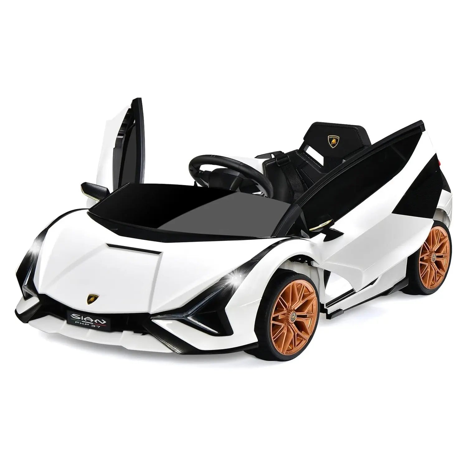 12 V Lamborghini Children's Electric Car, with 2.4 G Remote Control, with Radio, Music and LED Headlights, for Age 3–8 Years