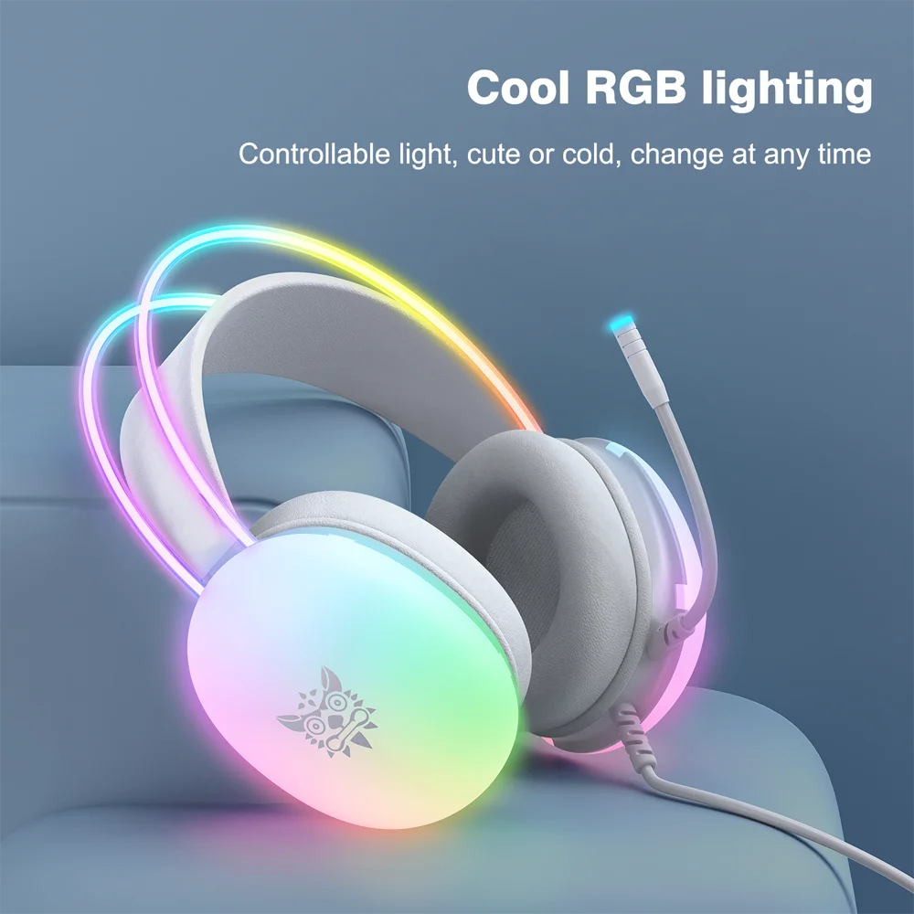 Wired Headset Headphone Earphone Earbuds Gamer Gaming For iPhone Phone PC With Cable Microphone Mic Portable Fone Head Set RGB