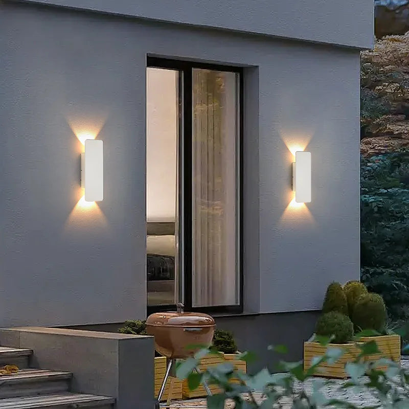 Outdoor Waterproof Wall Lamp Modern LED Lamp Black White Aluminum Up Lower Light Wall Lamps Waterproof IP65 110V 220V Fixtures