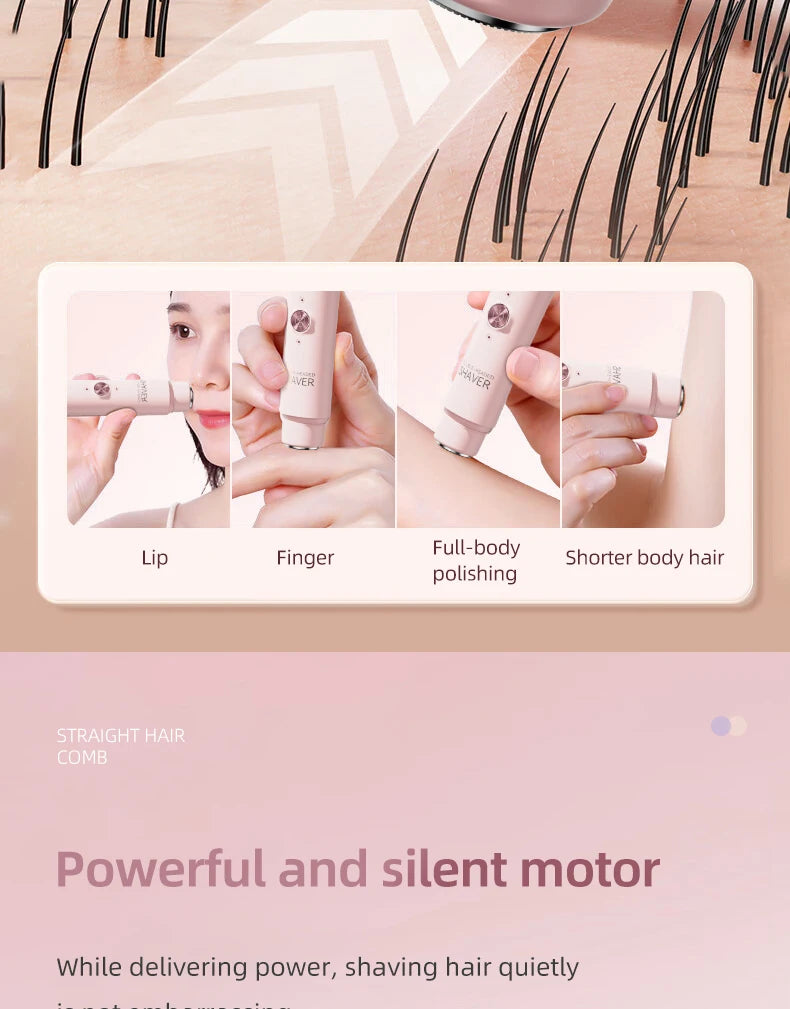 Double Head Electric Epilator Women Rechargeable Painless Hair Remover Shaver for Body Private Areas Bikini Gentle Trimming