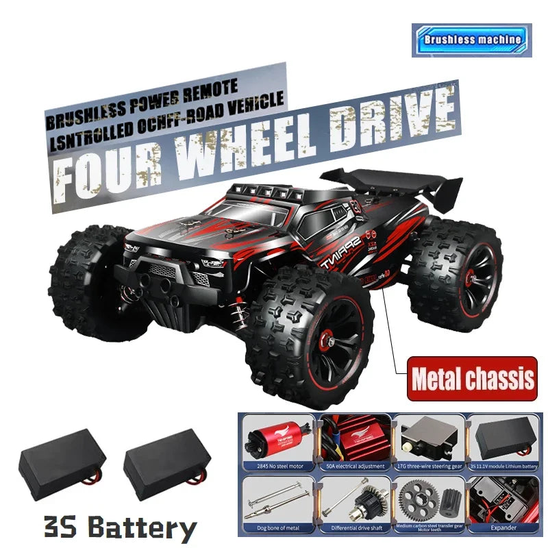 1:16 85KM/H Or 50KM/H 4WD RC Car With LED Remote Control Cars High Speed Drift Monster 4x4 Truck for Kids vs Wltoys 124017 Toys