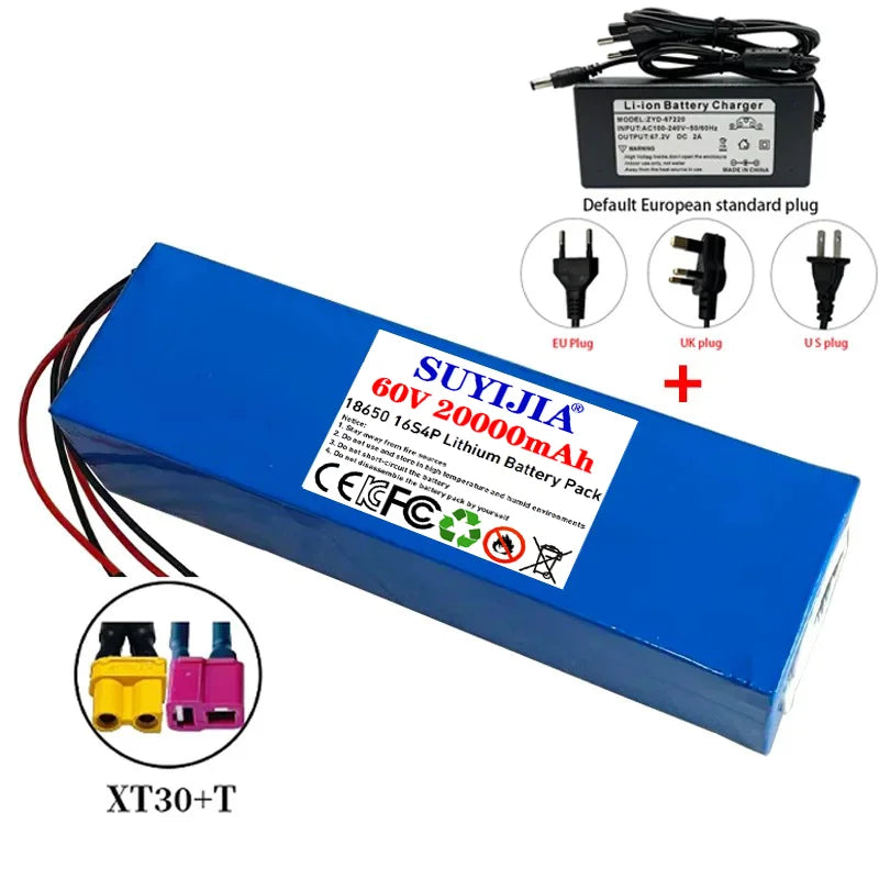 Air fast transportation 60V New Full Capacity Power 18650 Lithium Battery 20ah Lithium Battery Pack 16S4P Suitable for 250-2000W