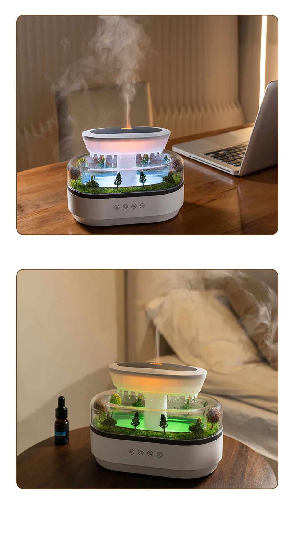 Humidifier Essential Oils Diffuser Raindrop Music Humidifier Home Fragrance Aromatherapy Diffuser Colorful Light Air Humidifier