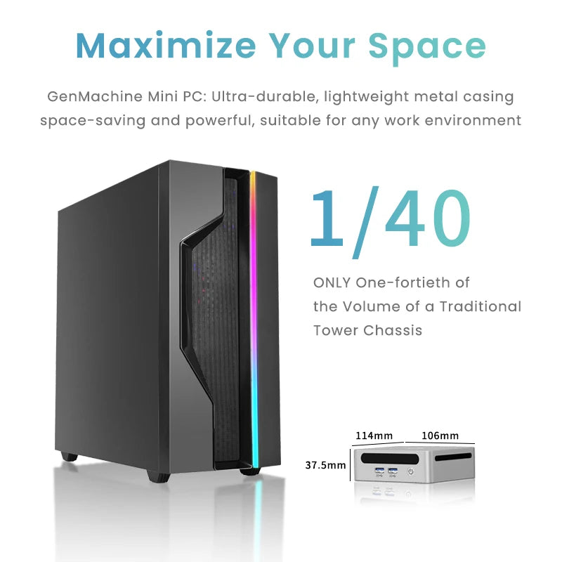 GenMachine Mini PC Ryzen 5500U Windows 11 DDR4 3200MHz WiFi6 DIY Gaming Computer Ordenador Mini Pc Gamer