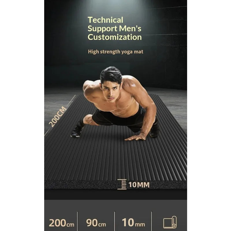 10MM Non Slip Extra Thick Yoga Mat High Density Fitness Exercise Mat Home Workout Pilates Beginner Men Women Eco Friendly Black