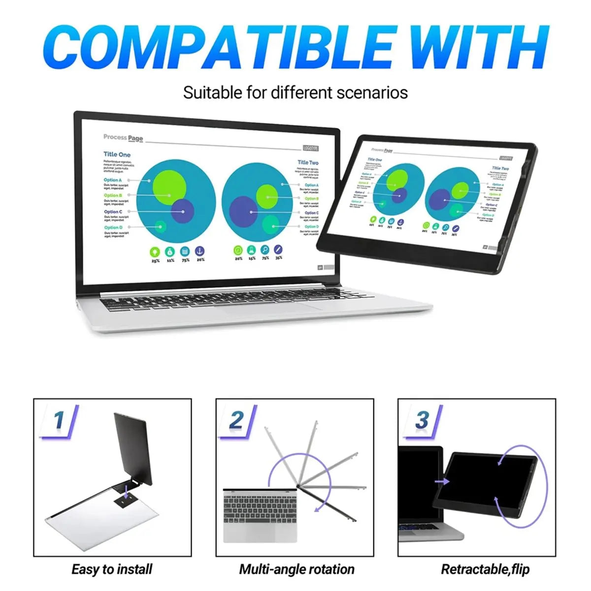 Punctual- 11.6 Inch EM116 Laptop Expansion Screen Game Monitor Portable Computer Display Monitor for Laptop Gaming