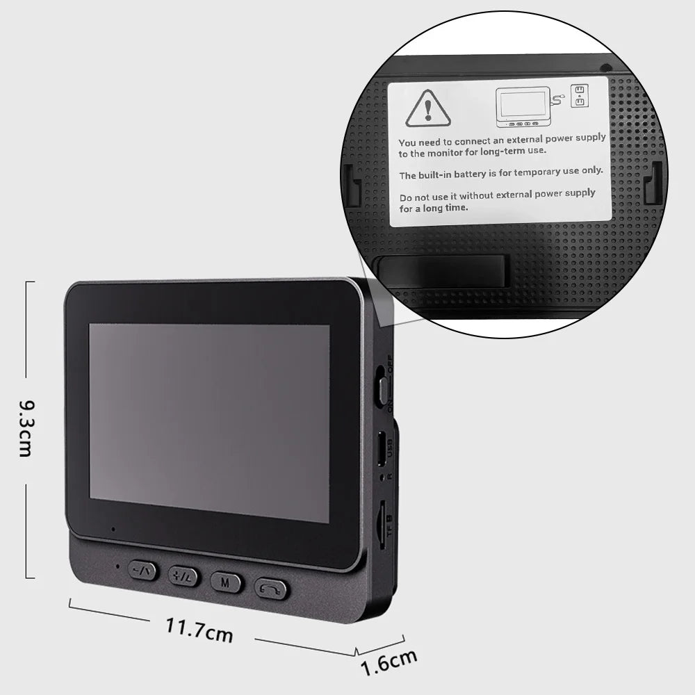 4.3 Inch IPS Screen Doorbell 2.4G Wireless Visual Intercom Doorbell Wireless Smart Video Monitoring Intelligent Doorbell Two-Way