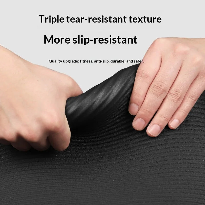 10MM Non Slip Extra Thick Yoga Mat High Density Fitness Exercise Mat Home Workout Pilates Beginner Men Women Eco Friendly Black