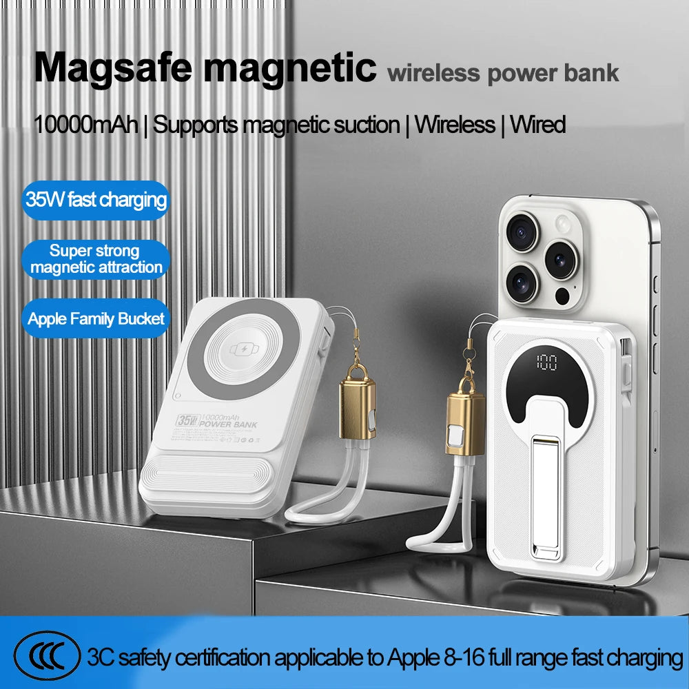 4 in 1 Magnetic 10000mAh Wireless Power Bank 35W Fast Charging Self Charging Multifunctional Powerbank For Magsafe iPhone Xiaomi