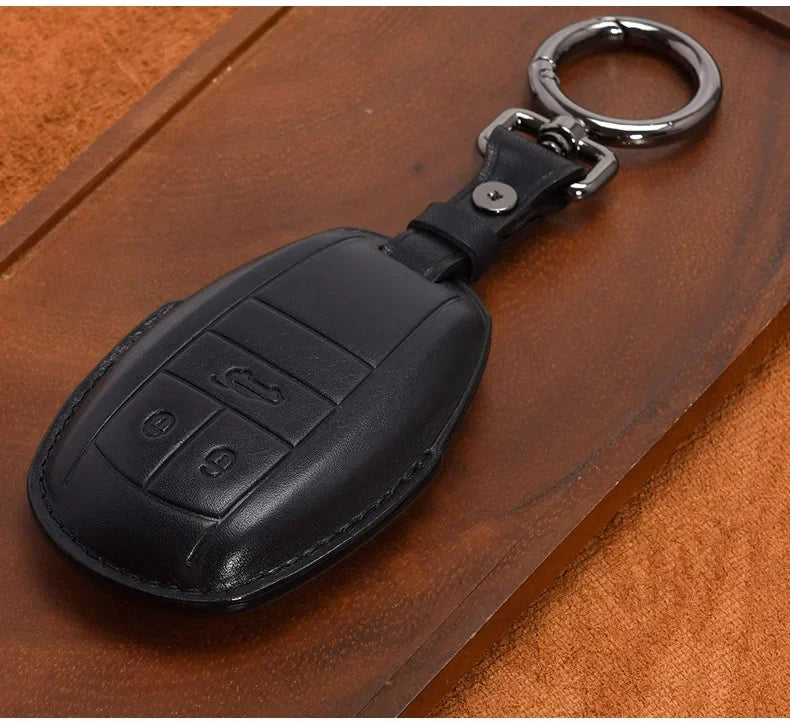 Handmade Leather Key Fob for Bentley Bentayga Continental Flying Spur Mulsanne PHEV Continental GT Cover Case Car Accessories