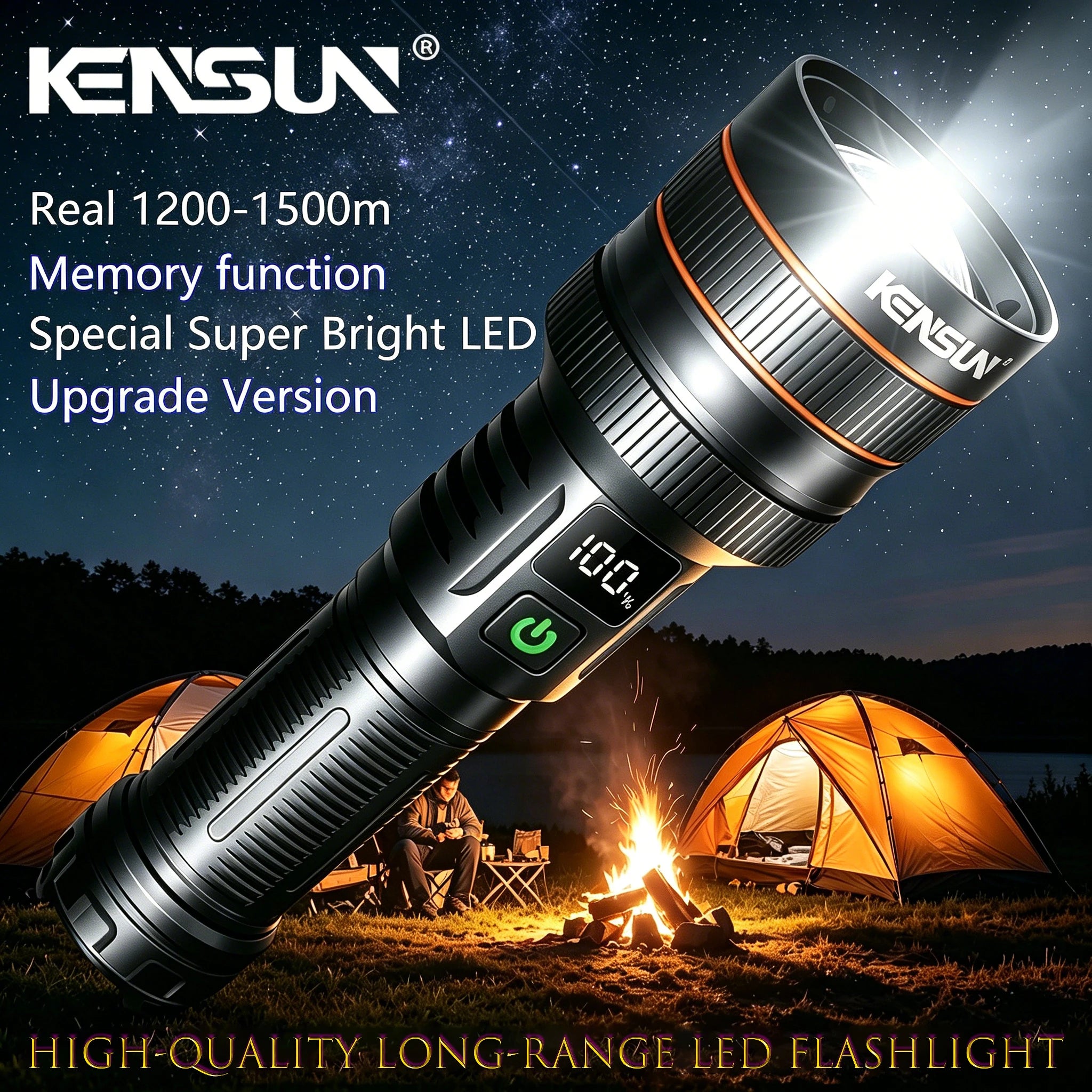 Most Powerful Long Shot LED Flashlight Zoomable Camping Torch Built-in 26650 Battery High Power Tactical Lantern for Outdoors