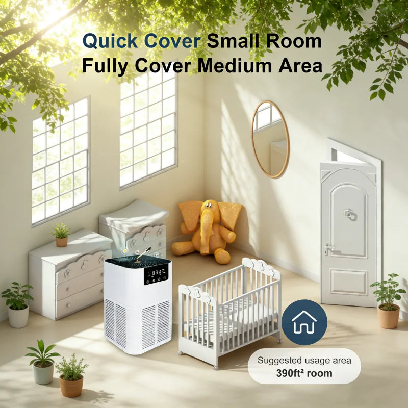 Air Purifier Smoke Odor Negative Ion Generator with Aromatherapy Air Cleaner for Household HEPA Filter Efficient Purifying Air