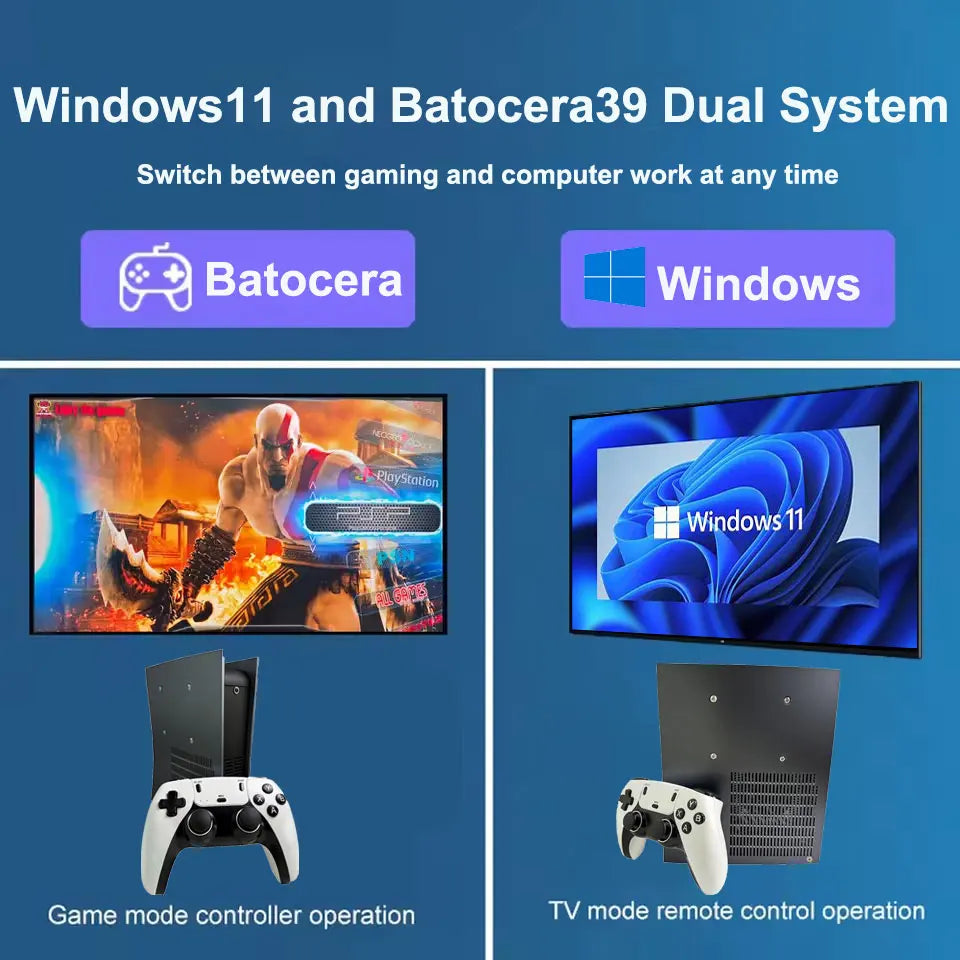 New Upgrade CPU AC1 Pro Dual System features Win11 2/4TB ROM 8G/16G RAM  and over 99,999 games for Switch, PS2, PS3,XBOX,NGC