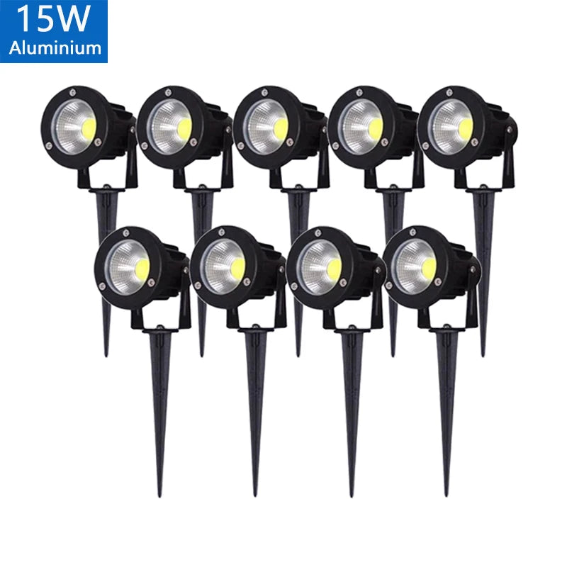 LED Garden Lawn Lamp 5W 10W 15W Outdoor Waterprof IP65 220V110V12V24V Landscape Spike Bulb Garden Path COB Lawn Spotlights
