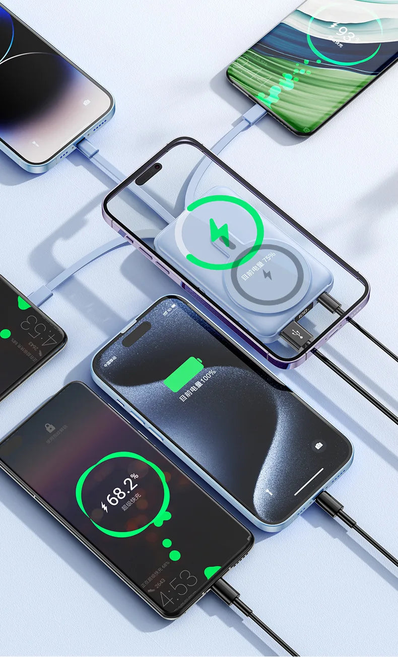 20000mAh Magnetic Power Bank Wireless Fast Charging Portable Charger with Cable Stand External Battery for IPhone Iwatch Magsafe