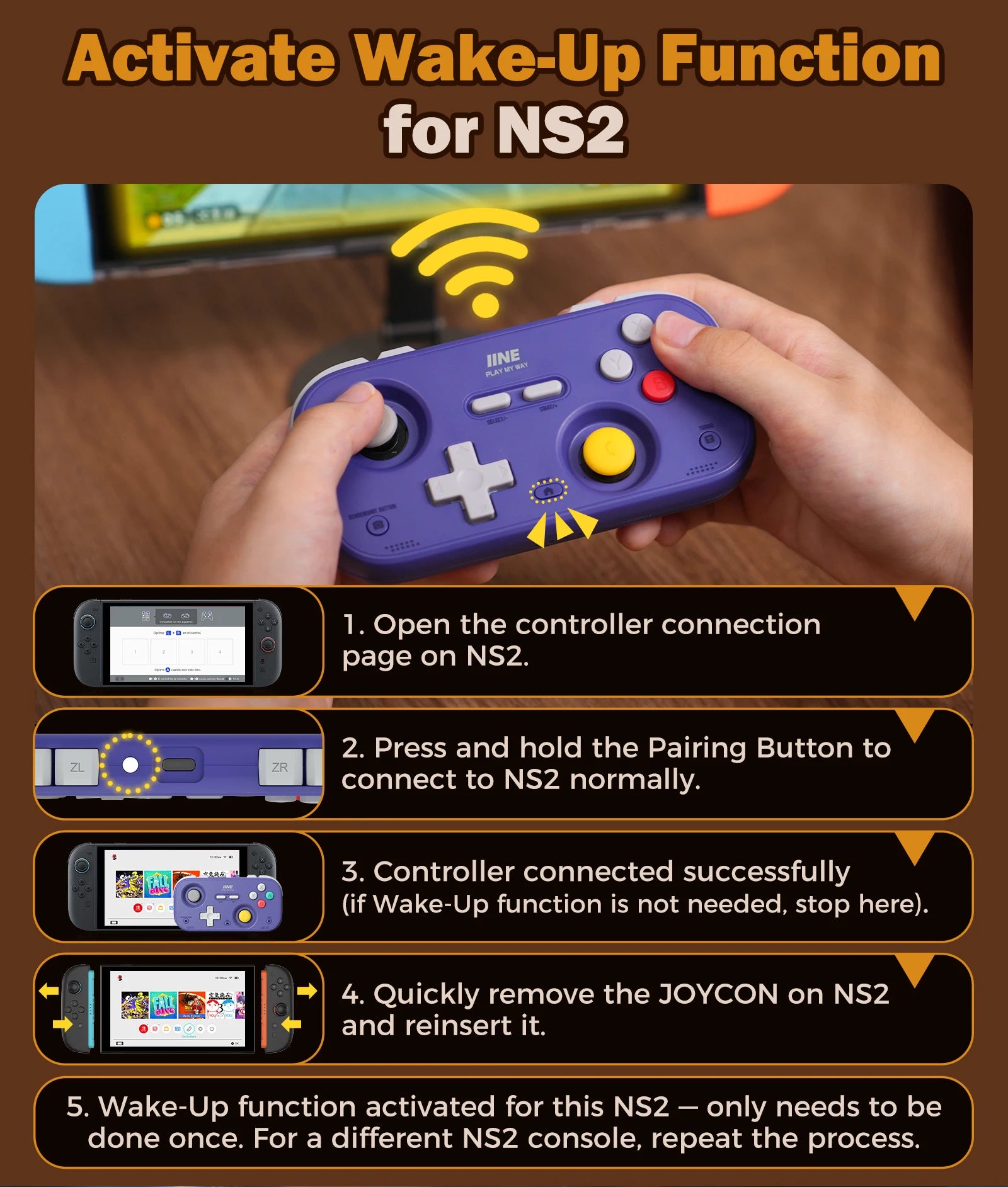 IINE Pocket Retro Game Controller,1000Hz Recessed Stick, Hall Effect Joysticks,Portable Mini Gamepad Customizable Controls