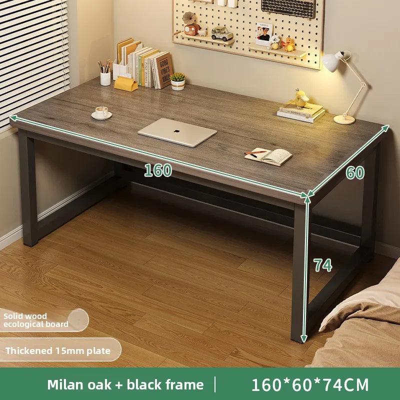 80/100/120/140/160cm Office Desk 15mm Wood Desktop Computer Table with Steel Frame Study Writing Desk for Home Office Workspace
