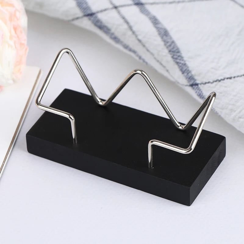 Desktop Business Card Holder, Solid Wood Display Stand for Office