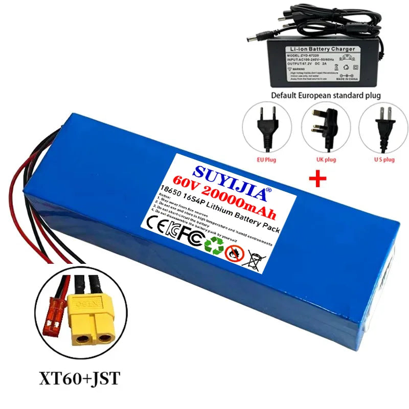 Air fast transportation 60V New Full Capacity Power 18650 Lithium Battery 20ah Lithium Battery Pack 16S4P Suitable for 250-2000W