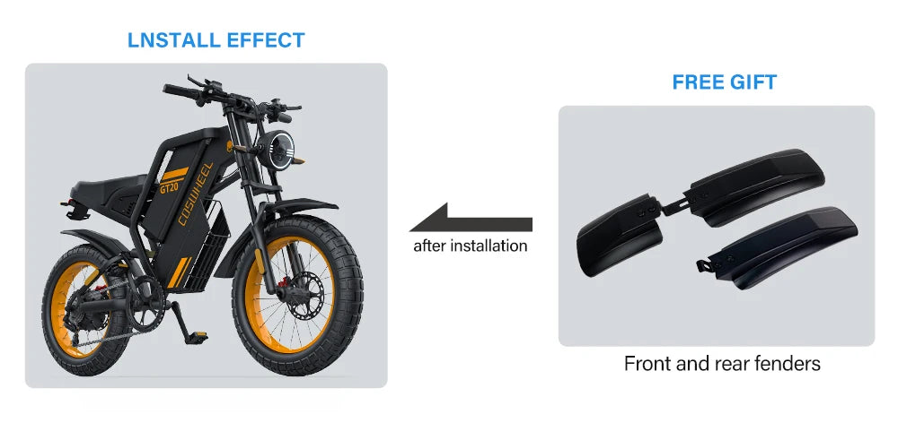 Coswheel Electric bike for Adult 2000W 60V Off-Road Motorcycle Mountain Bikes 20Inch Electric bike Fatbike Motorcycles ebike
