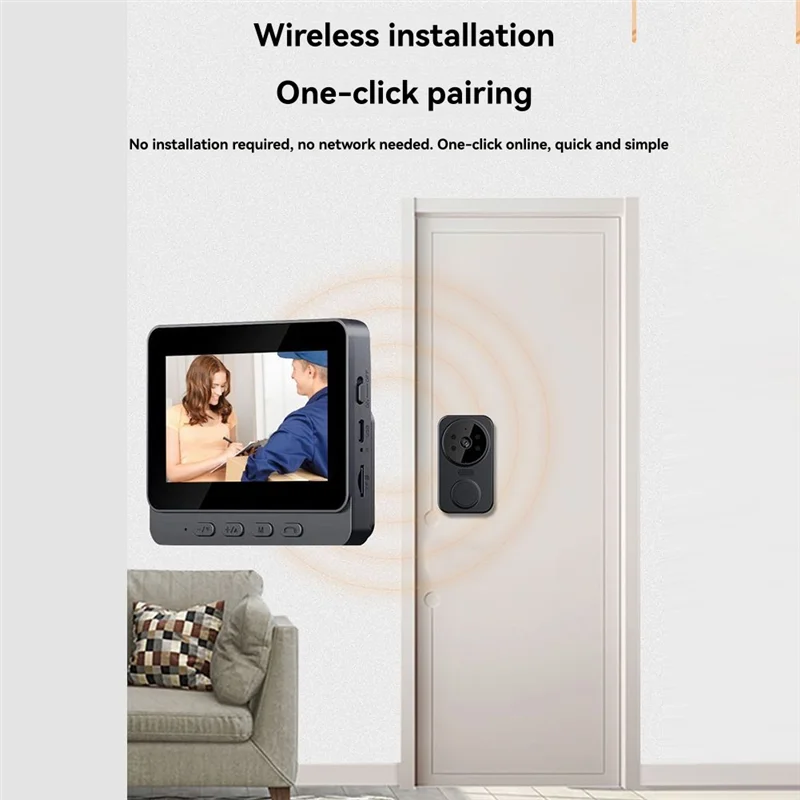 A69E4.3" Smart Wireless Doorbell With Camera 2.4G Bluetooth Wireless Video Doorbell With Two-Way Intercom Supports Memory Card
