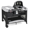 5-in-1 Side Bed with Wheels, Foldable Travel Cot with Mattress, 2 Levels Cot with Changing Mat & Storage Basket