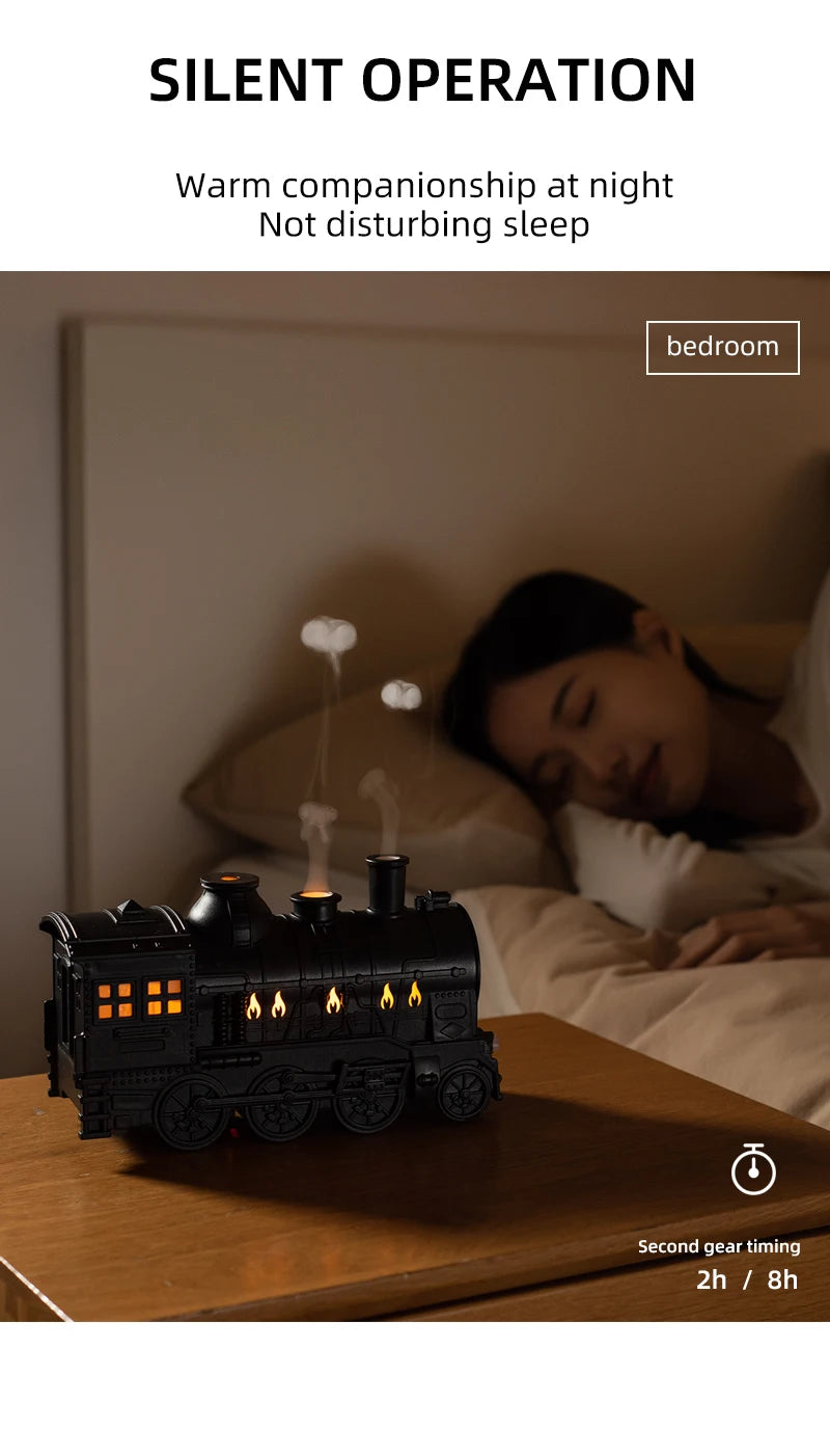 Essential Oil Diffuser Train Humidifier 300ml Two Mist Modes Aromatherapy Diffuser Two-color Lighting Humidification for Home