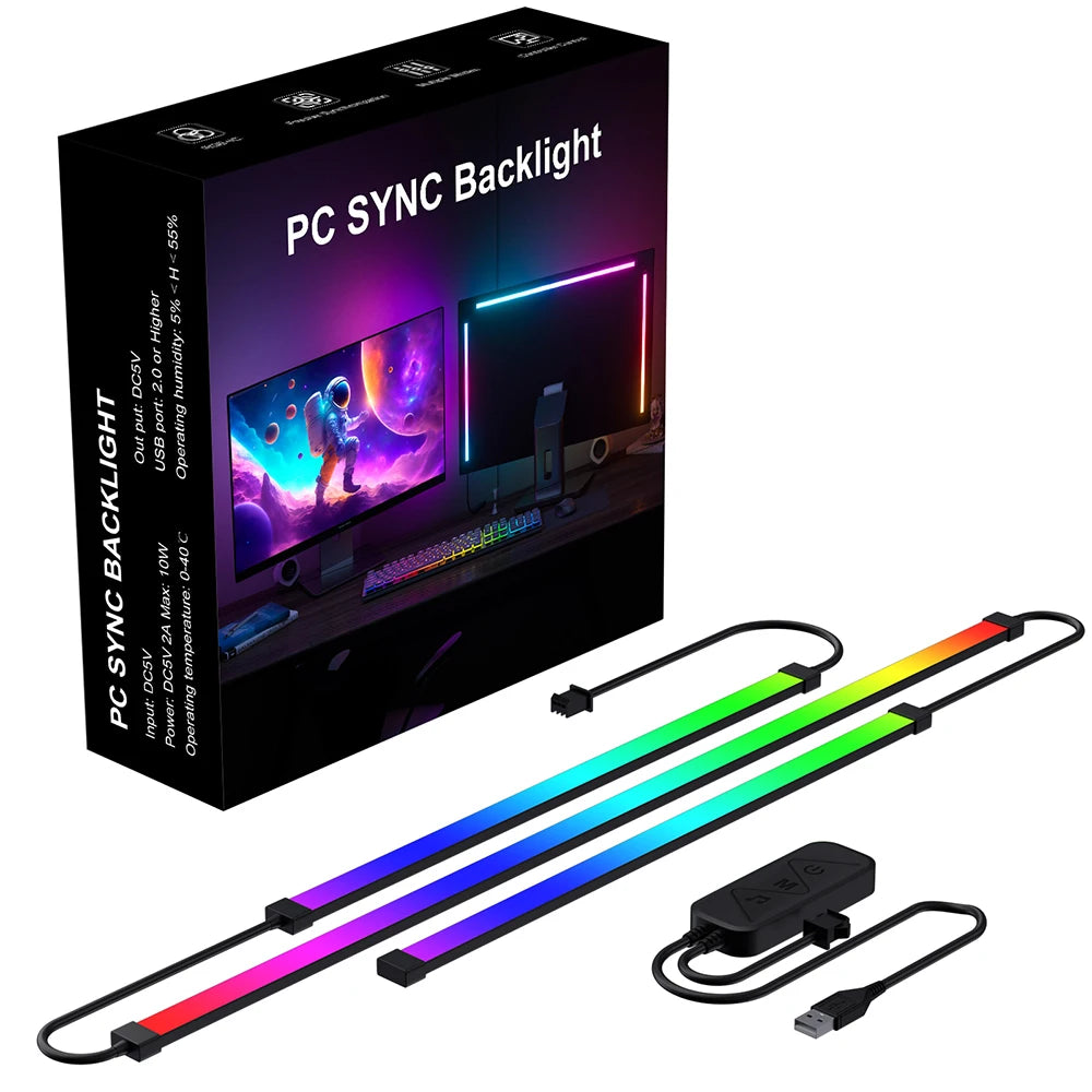 Gaming Lights Strip Monitor Backlight RGB Color Sync Light Strip Control LED Computer Smart PC Display Sync DIY Ramadan Decor