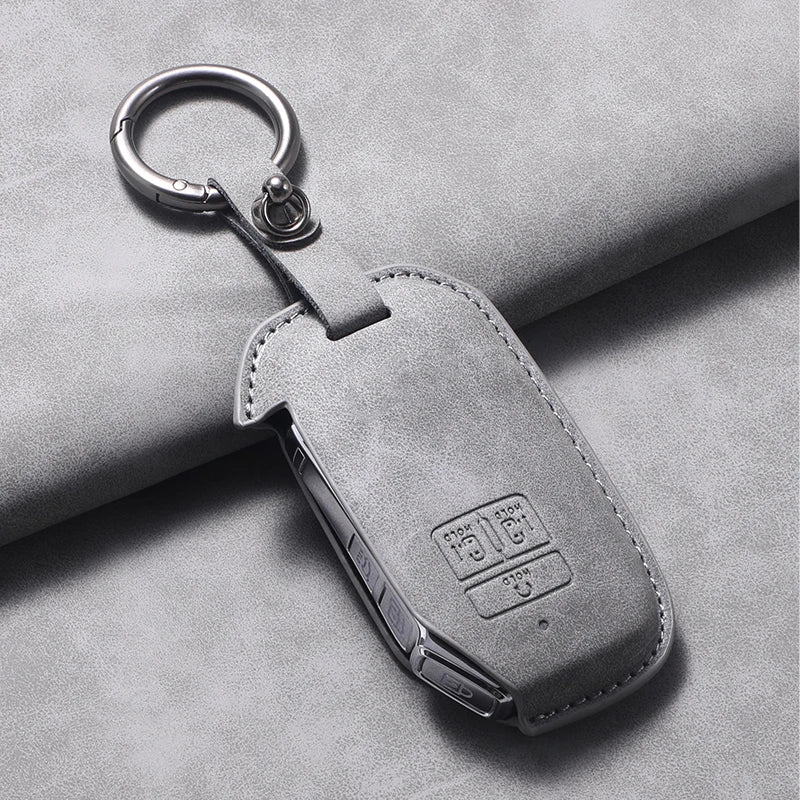 7 Bottons Leather Car Key Case Fob Cover For Kia Carnival K7 2021 2022 Car Remote Key Case Cover Shell Fob Keychian Accessories