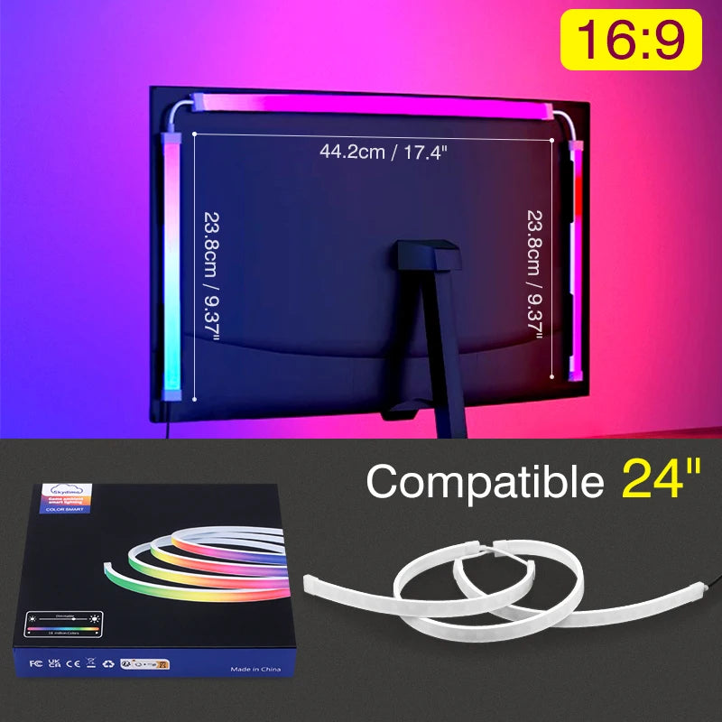Computer Monitor Screen Ambient Backlight For 24-34 Inch Color Real-Time Sync LED Strip Light Game Atmosphere Decorative Lamp