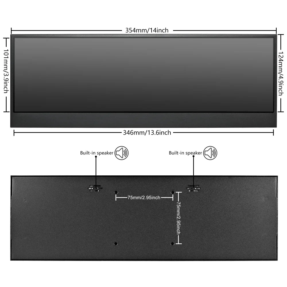 Wisecoco 14" 4K 3840 x 1100 Touch Screen Monitor IPS Secondary Bar Display HDMI for PC Laptop Phone Aida64 CPU GPU Monitoring