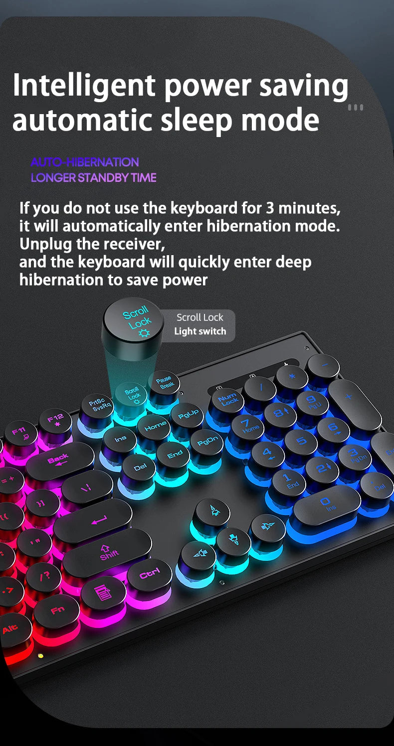 Mechanical hand feel electronic sports game business office wireless USB light keyboard set