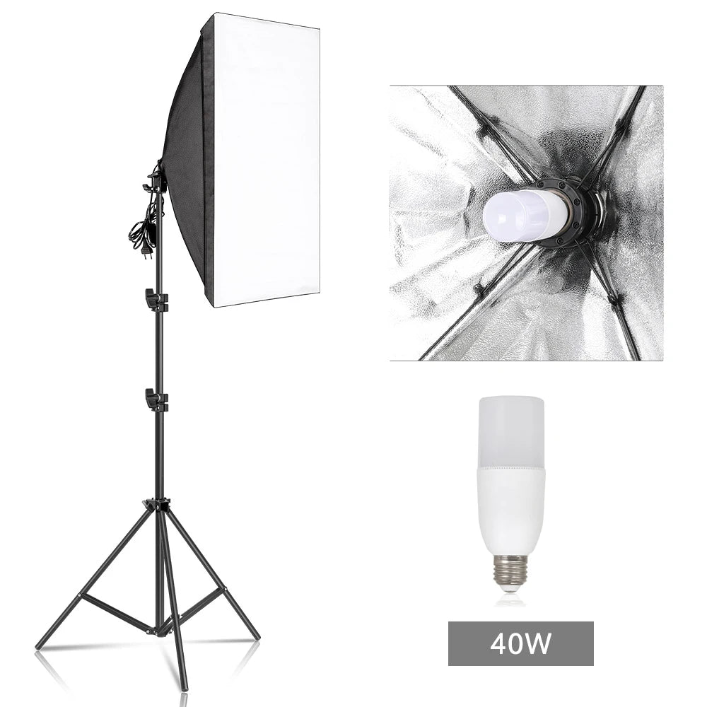Photography Softbox Lighting Kits 50x70CM Professional Continuous Light System Soft Box For Photo Studio Equipment
