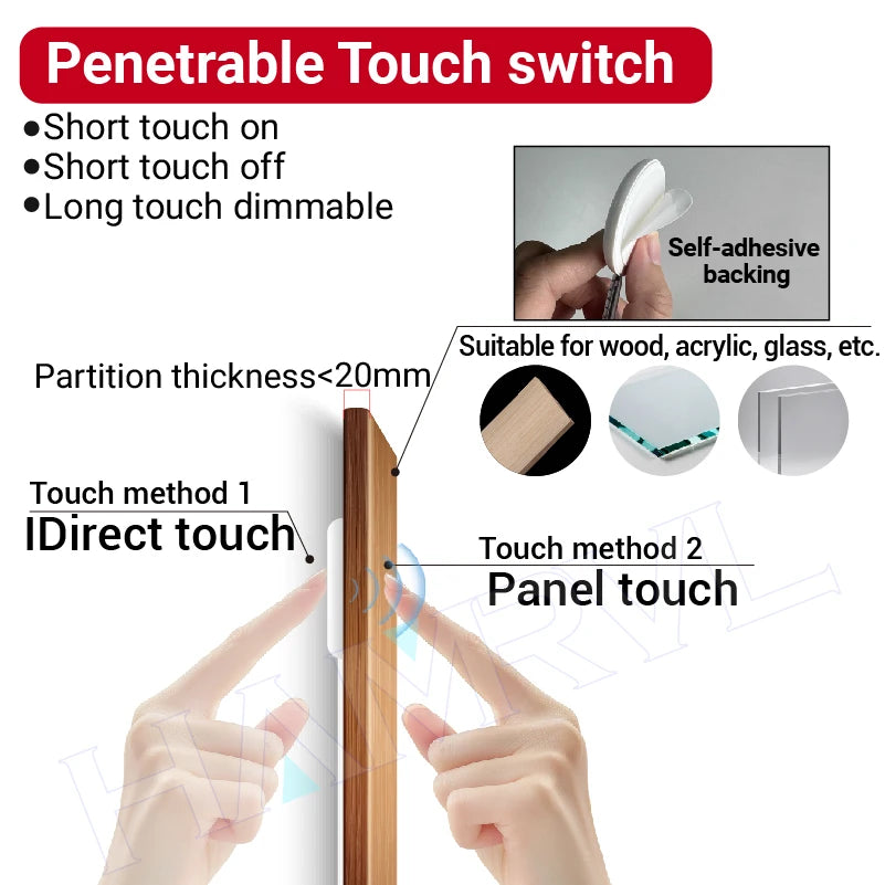 Touch Sensor LED for Wood Slat Wall Panels Decor No-drill Black/Silver Aluminum Bar Light Shelf Kitchen Wardrobe Closet Lighting