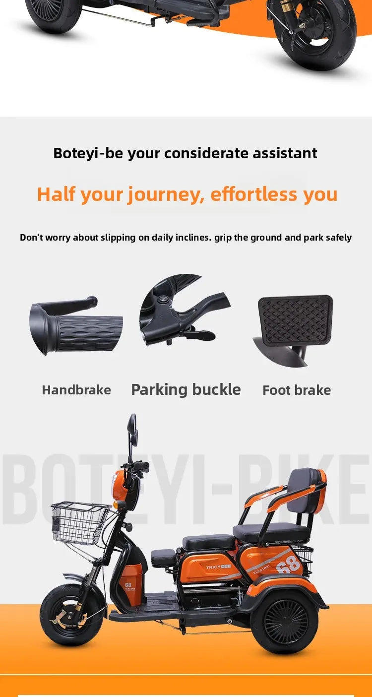 1000W 20ah Electric tricycle adult elderly scooter small household mini female Electro bike range 60km
