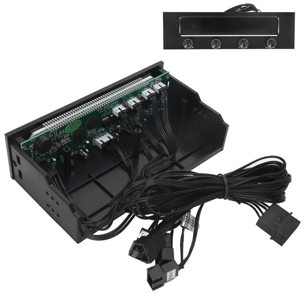 CPU Fan Controller Fan Controller STW‑6041 Fan Controller for Computer CPU Multifunctional 4-Channel Front Panel LCD Display