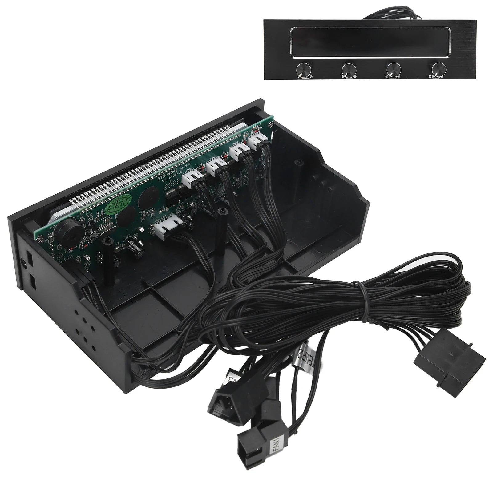 CPU Fan Controller Fan Controller STW‑6041 Fan Controller for Computer CPU Multifunctional 4-Channel Front Panel LCD Display