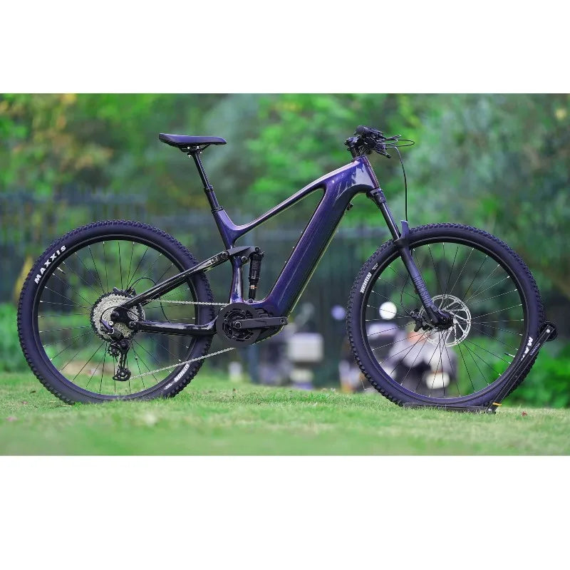 48V Carbon Frame Full Suspension 29 Inch Mid Drive Electric Mountain Bike Customizable Adult Off Road Trail Riding EMTB Bicycle